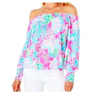 Lilly Pulitzer Lana Top Sz S Seaing Things Prosecco Pink